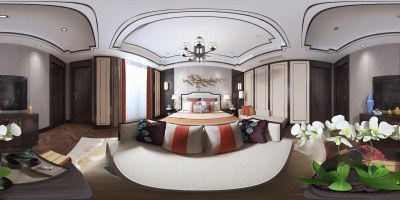 新中式主卧室全景VR模型下载